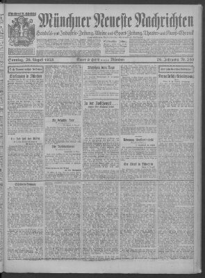 Münchner neueste Nachrichten Sonntag 26. August 1923