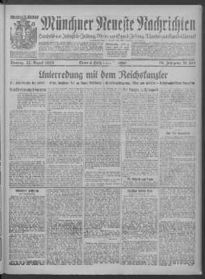 Münchner neueste Nachrichten Montag 27. August 1923