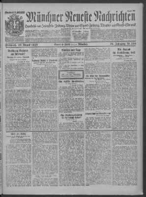 Münchner neueste Nachrichten Mittwoch 29. August 1923