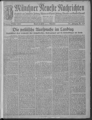 Münchner neueste Nachrichten Samstag 1. Oktober 1921