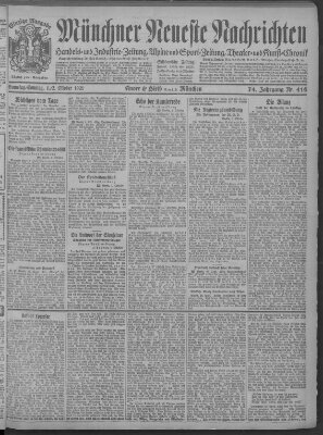 Münchner neueste Nachrichten Samstag 1. Oktober 1921