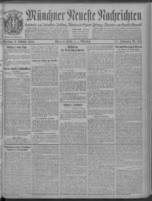 Münchner neueste Nachrichten Freitag 7. Oktober 1921