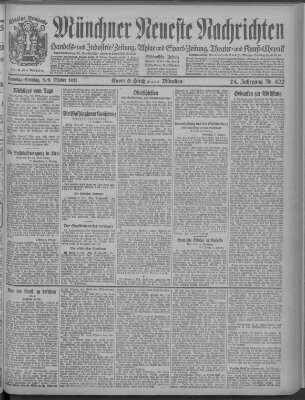 Münchner neueste Nachrichten Samstag 8. Oktober 1921