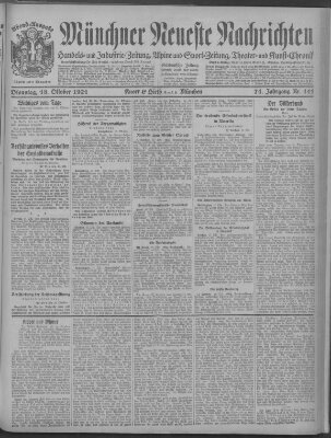 Münchner neueste Nachrichten Dienstag 18. Oktober 1921