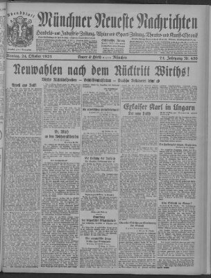 Münchner neueste Nachrichten Montag 24. Oktober 1921