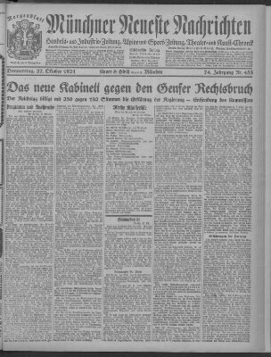 Münchner neueste Nachrichten Donnerstag 27. Oktober 1921