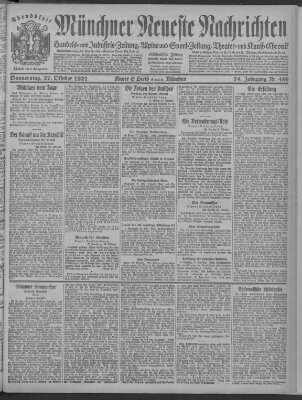 Münchner neueste Nachrichten Donnerstag 27. Oktober 1921