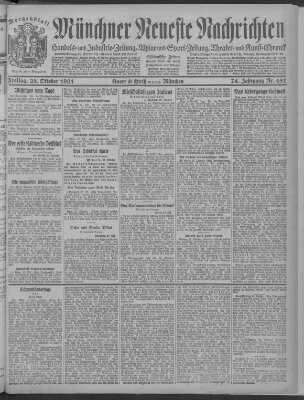 Münchner neueste Nachrichten Freitag 28. Oktober 1921