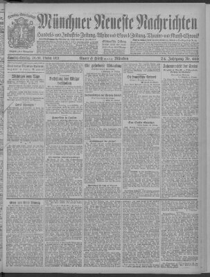 Münchner neueste Nachrichten Samstag 29. Oktober 1921