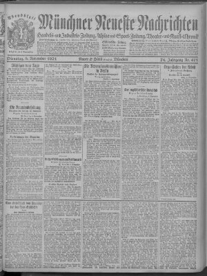 Münchner neueste Nachrichten Dienstag 8. November 1921