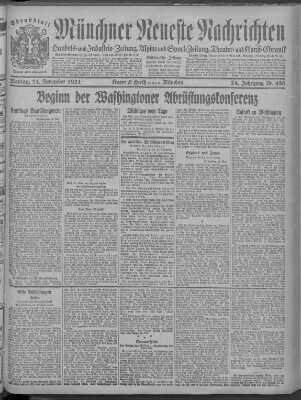 Münchner neueste Nachrichten Montag 14. November 1921