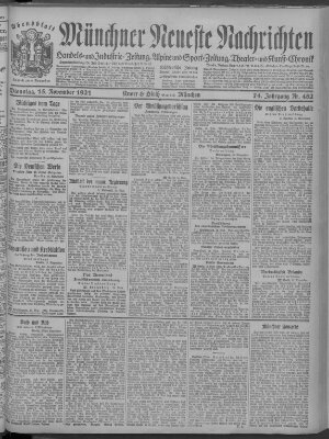 Münchner neueste Nachrichten Dienstag 15. November 1921