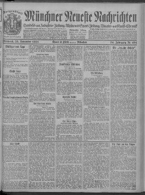 Münchner neueste Nachrichten Mittwoch 23. November 1921