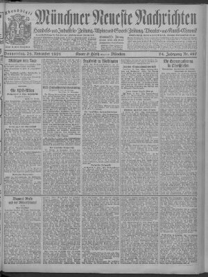 Münchner neueste Nachrichten Donnerstag 24. November 1921