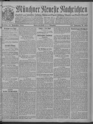 Münchner neueste Nachrichten Freitag 25. November 1921