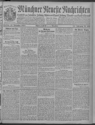 Münchner neueste Nachrichten Freitag 25. November 1921