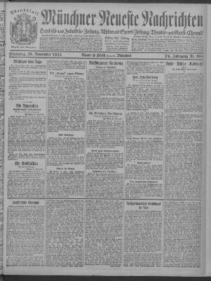 Münchner neueste Nachrichten Dienstag 29. November 1921