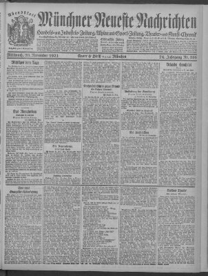 Münchner neueste Nachrichten Mittwoch 30. November 1921