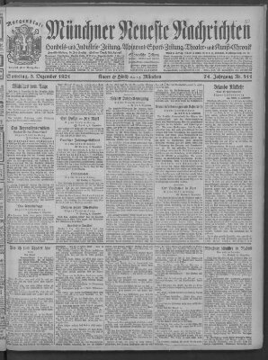 Münchner neueste Nachrichten Samstag 3. Dezember 1921