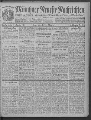 Münchner neueste Nachrichten Sonntag 4. Dezember 1921