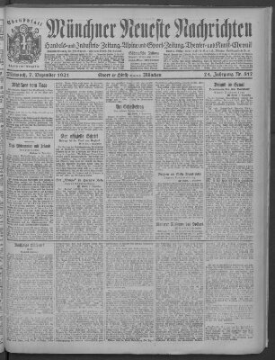 Münchner neueste Nachrichten Mittwoch 7. Dezember 1921