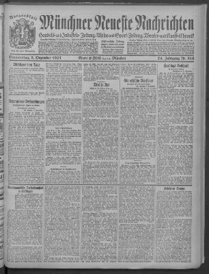 Münchner neueste Nachrichten Donnerstag 8. Dezember 1921