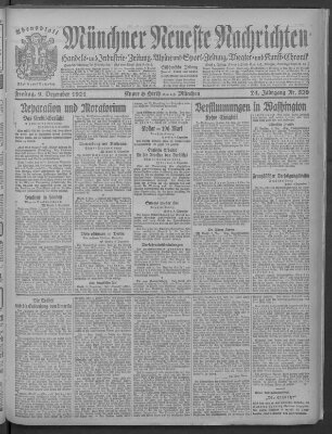 Münchner neueste Nachrichten Freitag 9. Dezember 1921