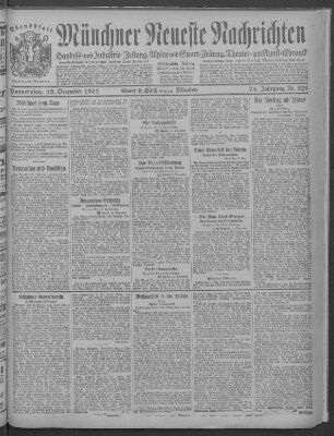 Münchner neueste Nachrichten Donnerstag 15. Dezember 1921