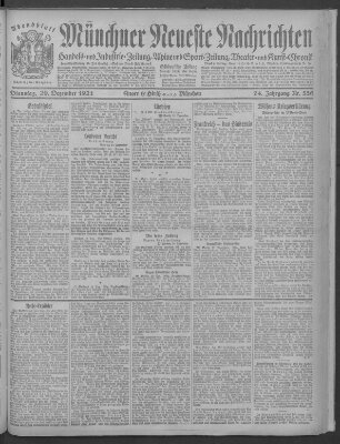 Münchner neueste Nachrichten Dienstag 20. Dezember 1921