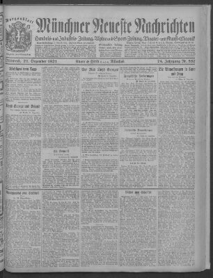 Münchner neueste Nachrichten Mittwoch 21. Dezember 1921