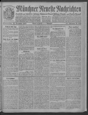 Münchner neueste Nachrichten Donnerstag 22. Dezember 1921