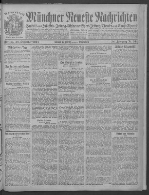 Münchner neueste Nachrichten Freitag 23. Dezember 1921