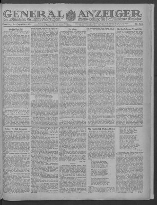 Münchner neueste Nachrichten Samstag 24. Dezember 1921