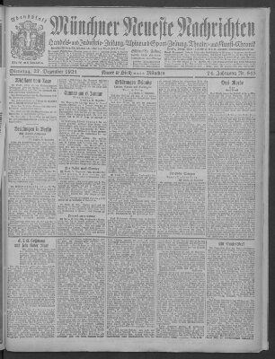 Münchner neueste Nachrichten Dienstag 27. Dezember 1921