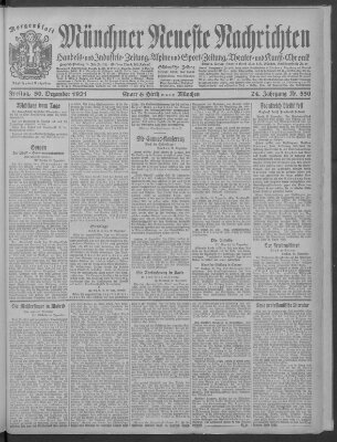 Münchner neueste Nachrichten Freitag 30. Dezember 1921