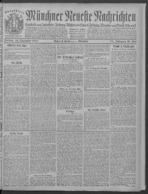 Münchner neueste Nachrichten Freitag 30. Dezember 1921