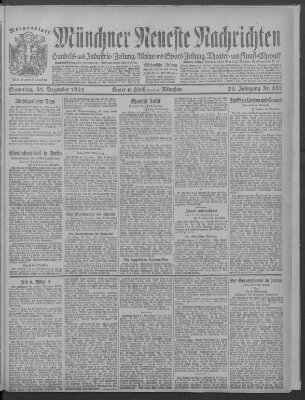 Münchner neueste Nachrichten Samstag 31. Dezember 1921