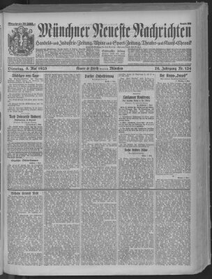 Münchner neueste Nachrichten Dienstag 8. Mai 1923