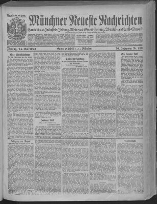 Münchner neueste Nachrichten Montag 14. Mai 1923