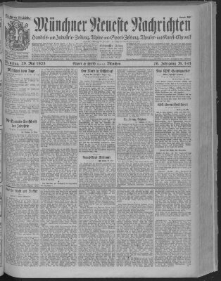 Münchner neueste Nachrichten Dienstag 29. Mai 1923