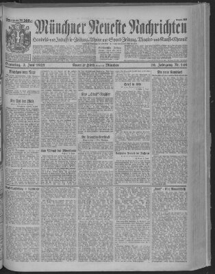 Münchner neueste Nachrichten Samstag 2. Juni 1923