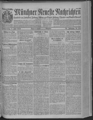 Münchner neueste Nachrichten Donnerstag 7. Juni 1923