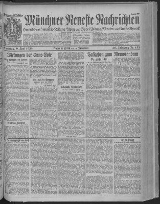 Münchner neueste Nachrichten Samstag 9. Juni 1923