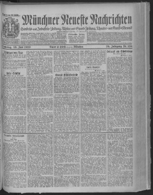 Münchner neueste Nachrichten Sonntag 10. Juni 1923