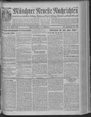 Münchner neueste Nachrichten Mittwoch 13. Juni 1923