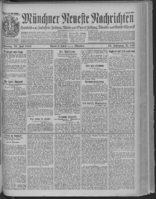 Münchner neueste Nachrichten Samstag 16. Juni 1923