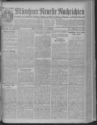 Münchner neueste Nachrichten Sonntag 17. Juni 1923