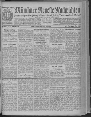 Münchner neueste Nachrichten Montag 18. Juni 1923