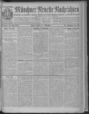 Münchner neueste Nachrichten Montag 25. Juni 1923