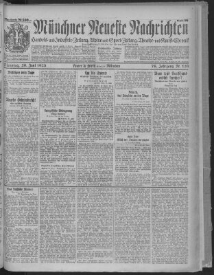 Münchner neueste Nachrichten Dienstag 26. Juni 1923